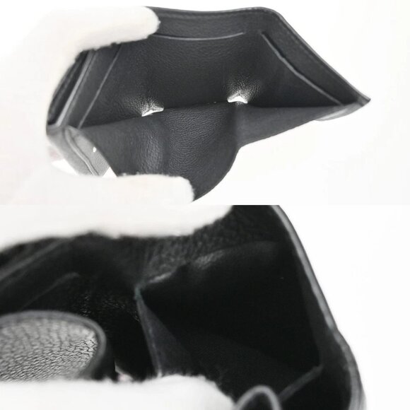 LOUIS VUITTON LV Logo Lock Mini Trifold Wallet Calf Leather Black - Picture 7 of 13